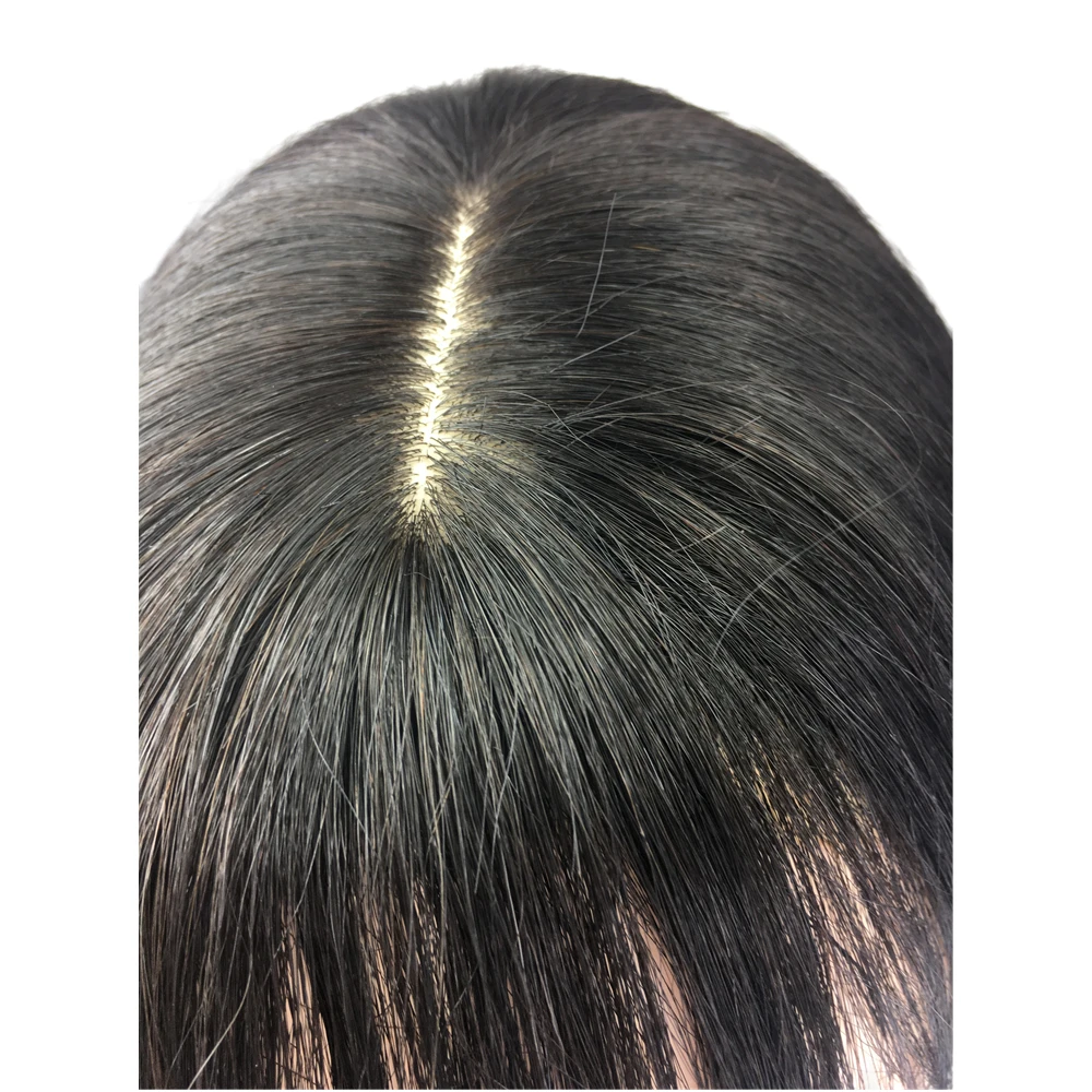 8inch Natural Human Hair Topper With Bangs Straight Hair Pieces Cover White Loss For Women Brown Indian Machine Remy