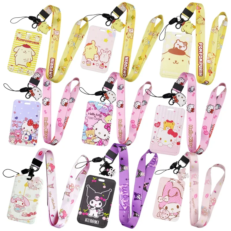 Card holder Cartoon Kawayi Cute Kuromi Melody Purin Dog Kt Cat Bank Credit ID Card Student Bus Card Holders Storage Protective Shell Pendant