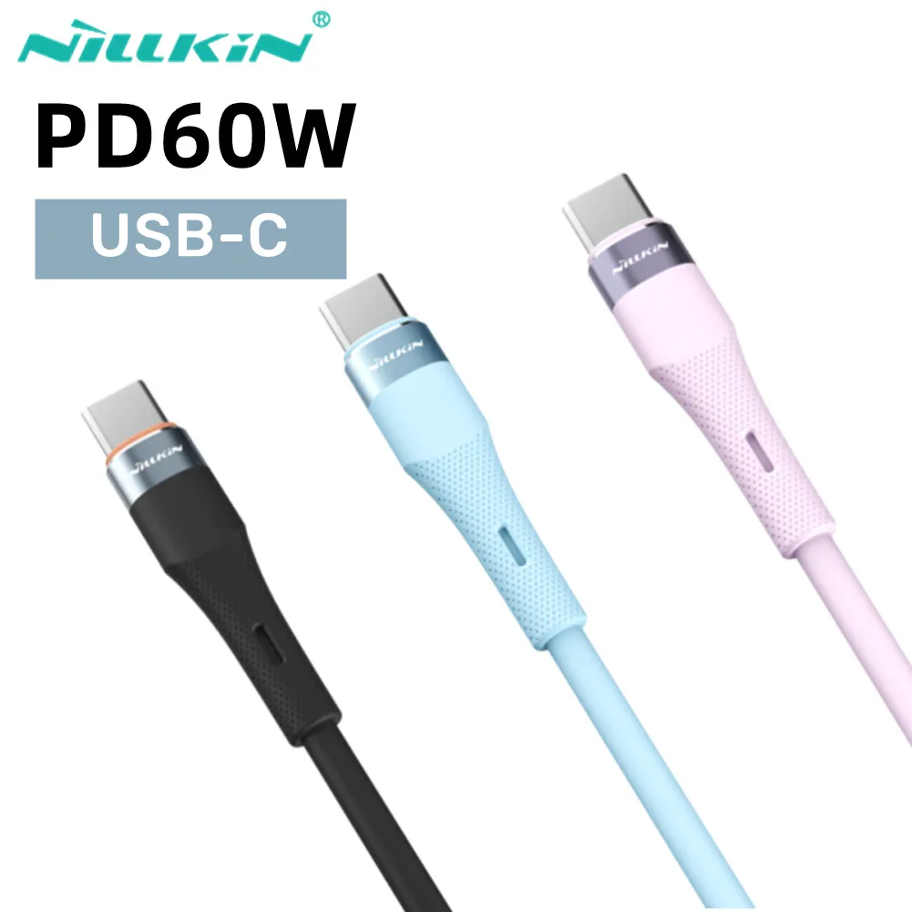 

NILLKIN 60W Type C To Type C Liquid Silicone Cable PD Fast Charging Cable For Huawei Xiaomi POCO Samsung 2.4A USB C Charge Cable