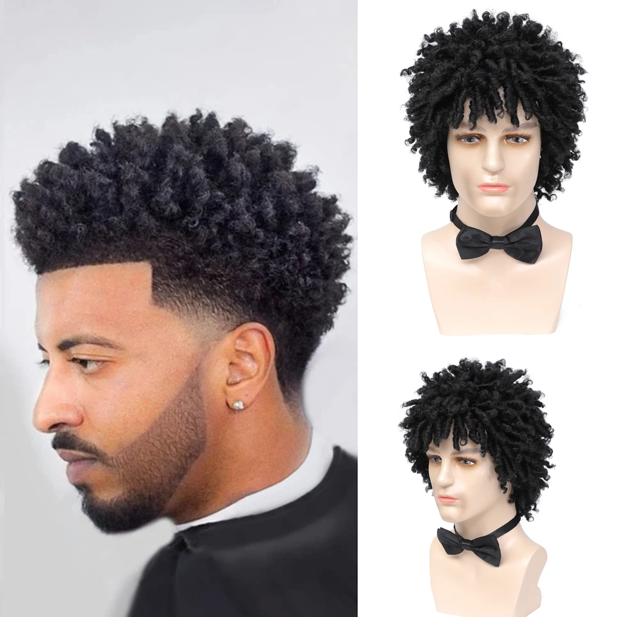 Short Afro Dreadlock Wig Afro Curly Wig Short Twist Wigs for Black men and Men Short Curly Braided Twist Dreadlock synthetic Wigs