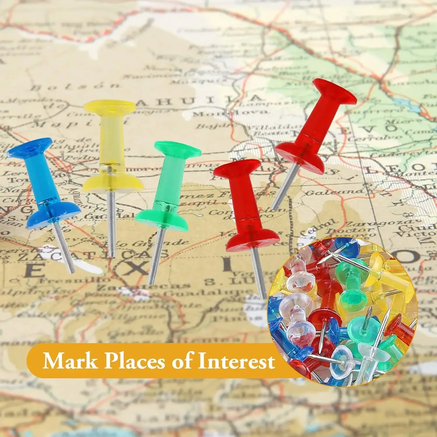 Push Pins 100pcs Coloured Push Pins With Storage Box Thumb Tacks Map For Cork Board Notice