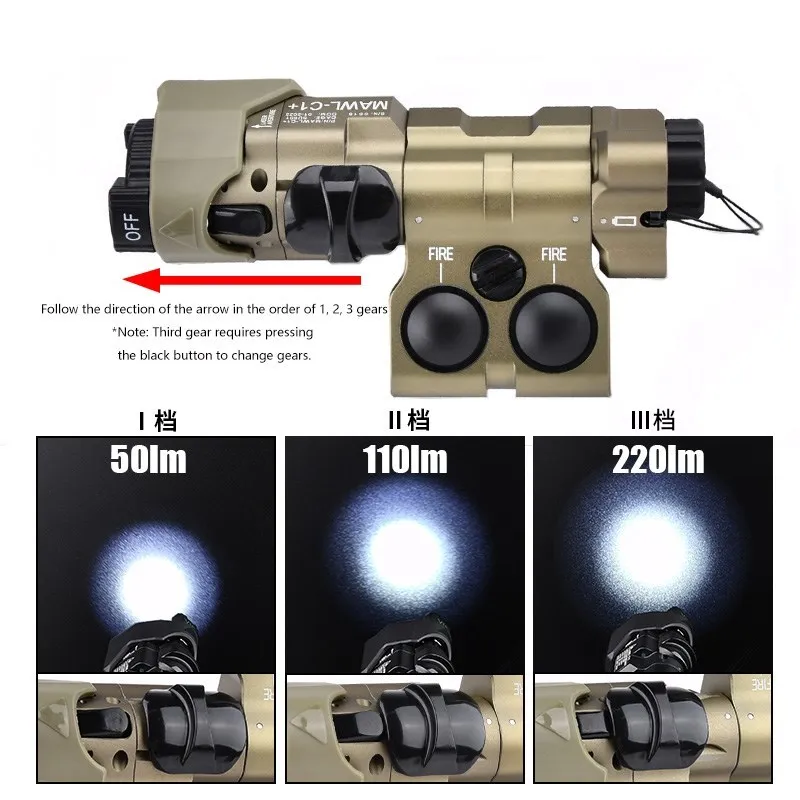 Airsoft MAWL-C1 Laser IR Night Upgraded Metal Red Green Blue Laser Flashlight Aiming Weapon Hunting White LED Scout Lamp
