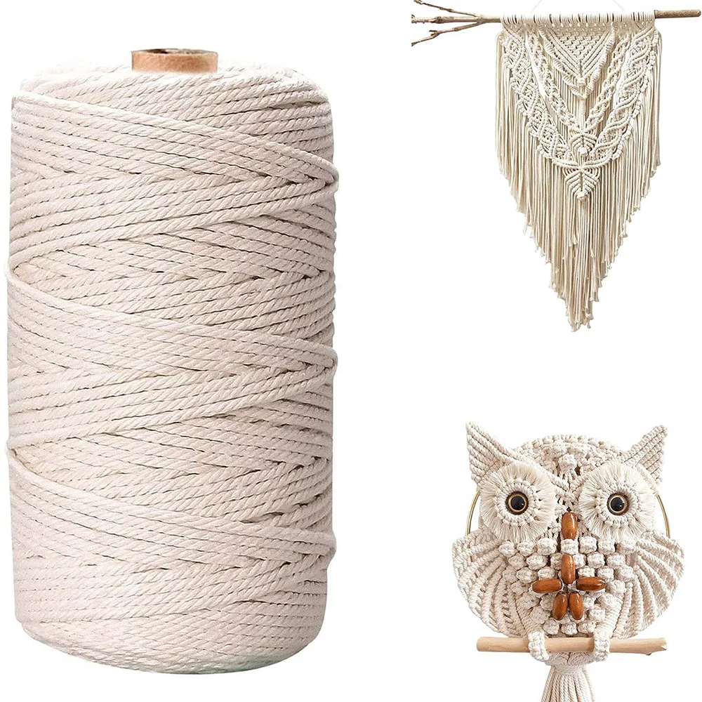 Macrame Cotton Cord Natural Cotton Rope Twisted Soft Cord String DIY Wall Hanging Plant Hangers Craft Knitting Craft macrame cord,cotton rope