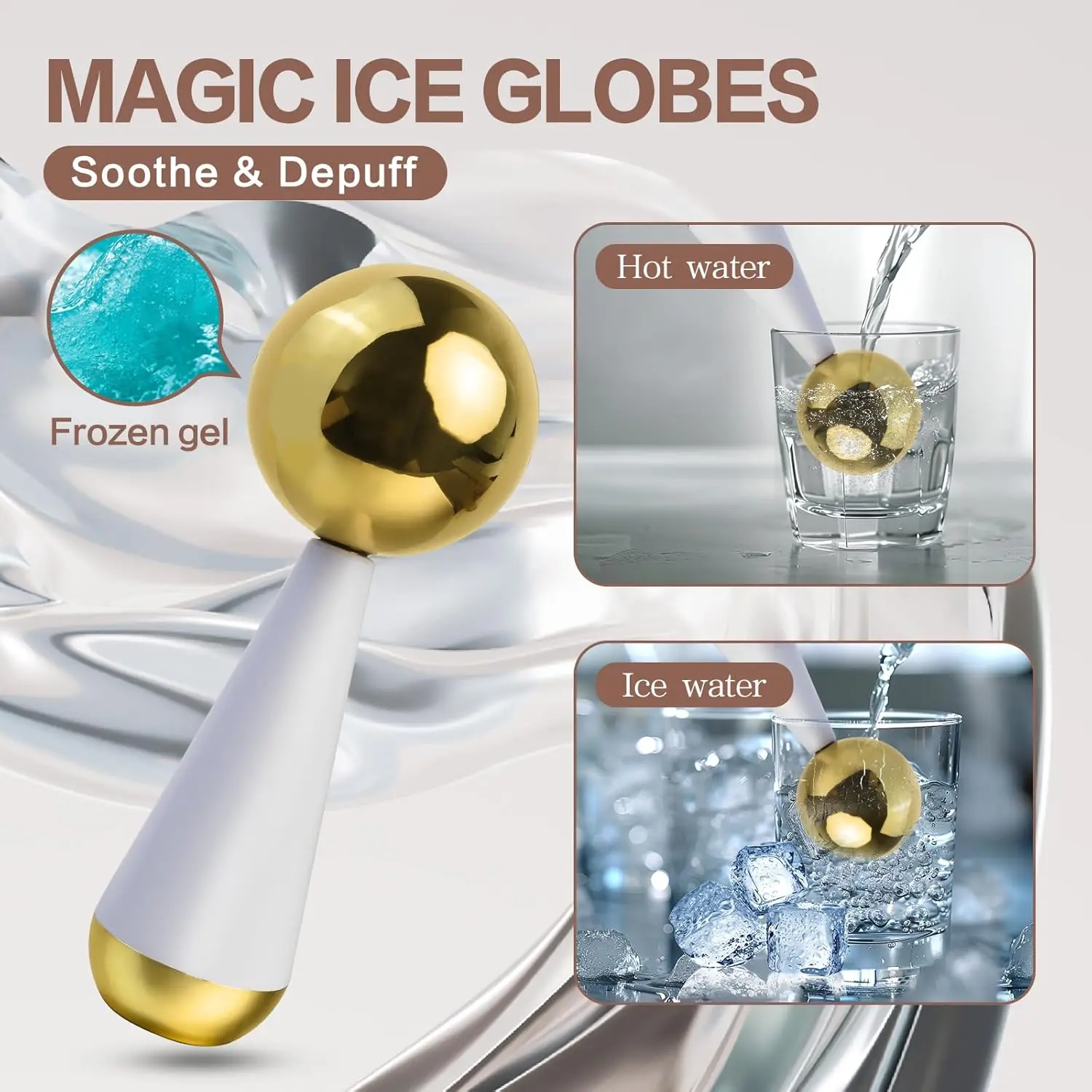 Ice Globes for Face Eyes Steel Hot & Cryo Sticks Facial Massager Tool Cooling Roller for Daily Beauty Routines Skin Care Gift