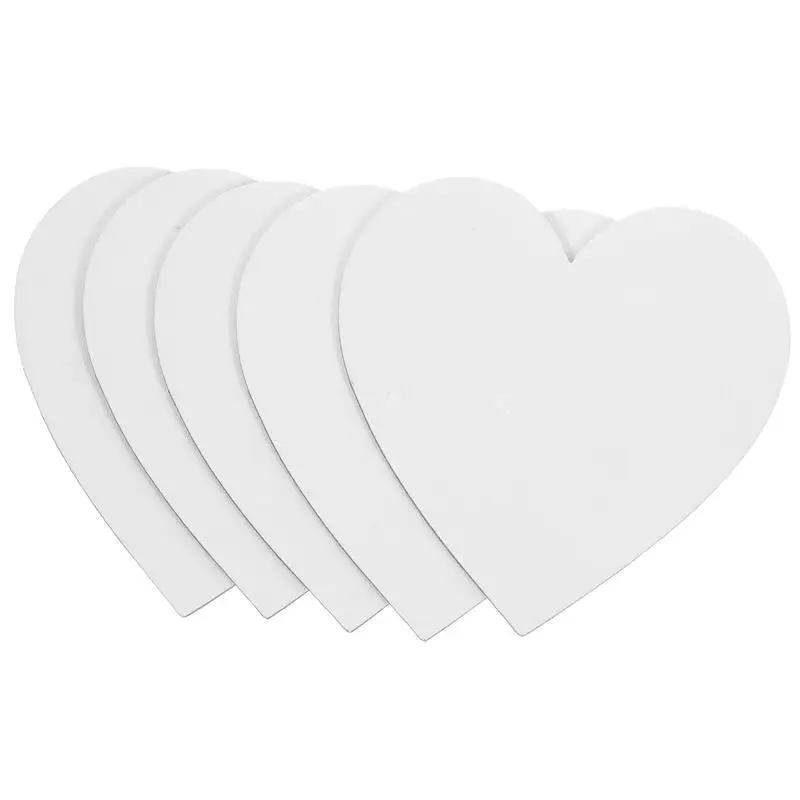 5pcs White Blank Canvas Board Cotton Panel DIY Canvas Drawing Board Heart Boards Acrylic Pouring Art Professional Painting