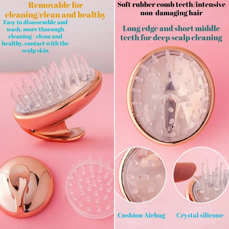 Massaggiatore rilassante per cuoio capelluto, spazzola per doccia in silicone dai denti morbidi, compagno di shampoo per il lavaggio dei capelli - immagine 5