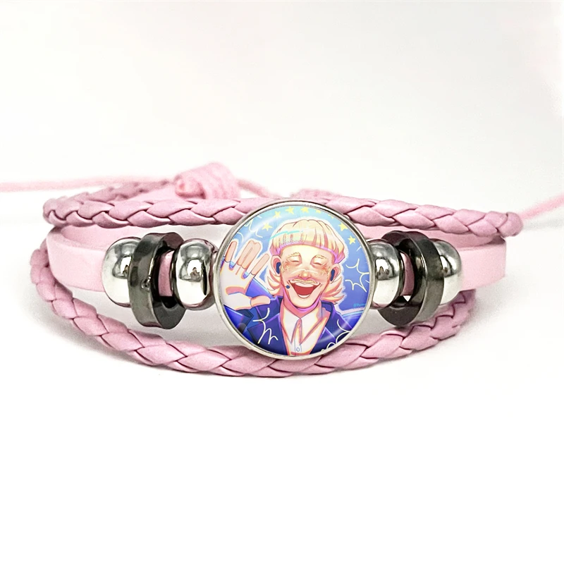 Netherlands Hot Singer Joost Klein Pink Leather Bracelets Glass Dome Snap Button Bracelet & Bangles Cute Fun Meme Jewelry Gift 5
