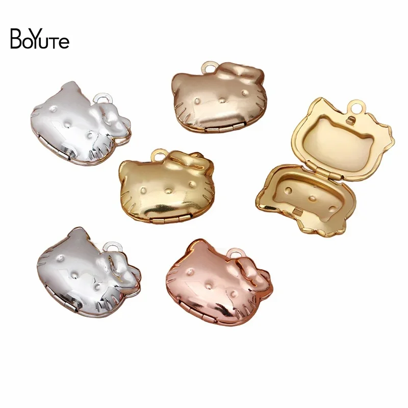 BoYuTe (20 Pieces/Lot) 20*20MM Metal Brass Cat Floating Locket Charms Pendant Factory Direct Wholesale Photo Locket