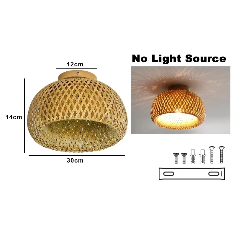 Retro LED Bamboo Woven Ceiling Light Fixture