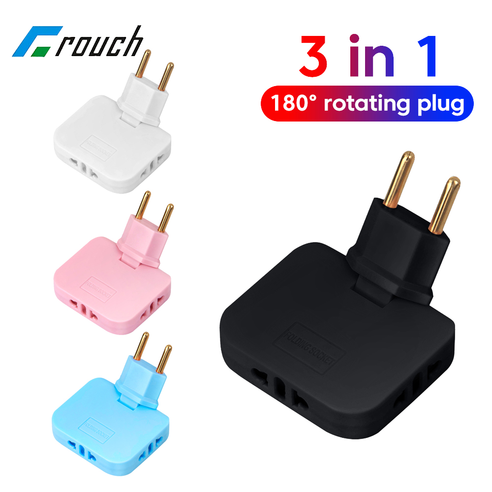 180 Degree Rotatable Socket 3-in-1 EU Plug Converter Travel EU Extension Plug Multi-Plug Slim Wireless Outlet Adapter Sockets