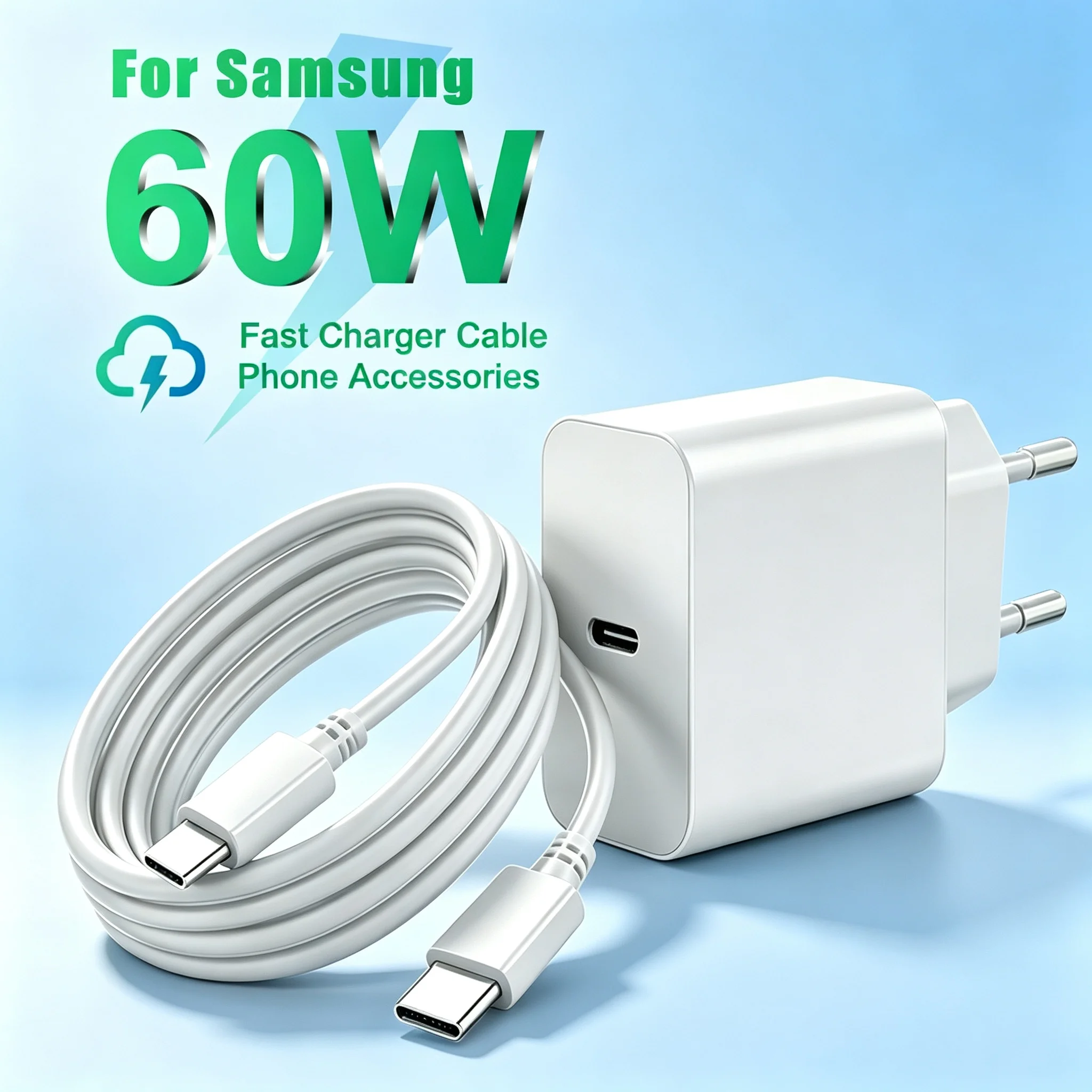 60W USB-C Super Fast Charger with Type C Cable