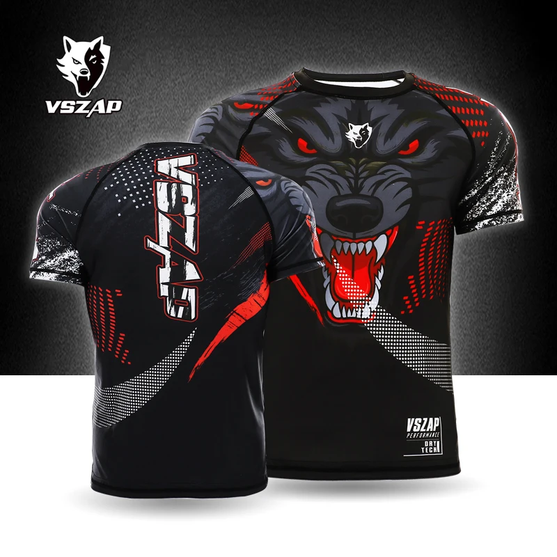 VSZAP Dark Night Quick-Drying Boxing Sport T-Shirt, Jiu-Jitsu MMA Compression Garment