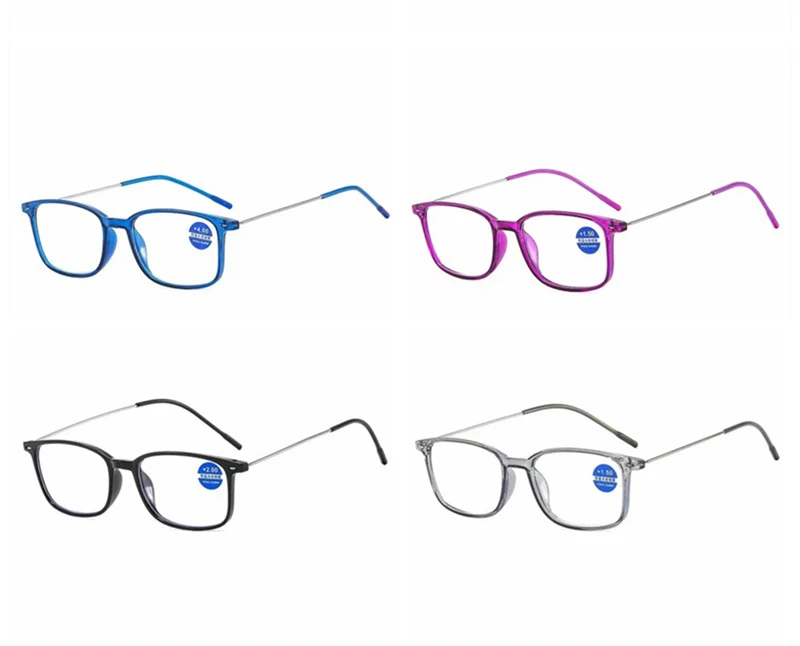 Anti-Blue Light Reading Glasses Full Frame Ultra Thin PC Material + 1.0 To + 4.0 HD Presbyopia Fashion Glasses