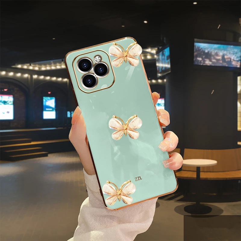 Custodia per telefono in silicone morbido e liscio a farfalla 3D per Xiaomi redmi 9 9A 9C 9T redmi9 k20 k30 k40 k50 pro redmi9c placcatura posteriore_voghion.com