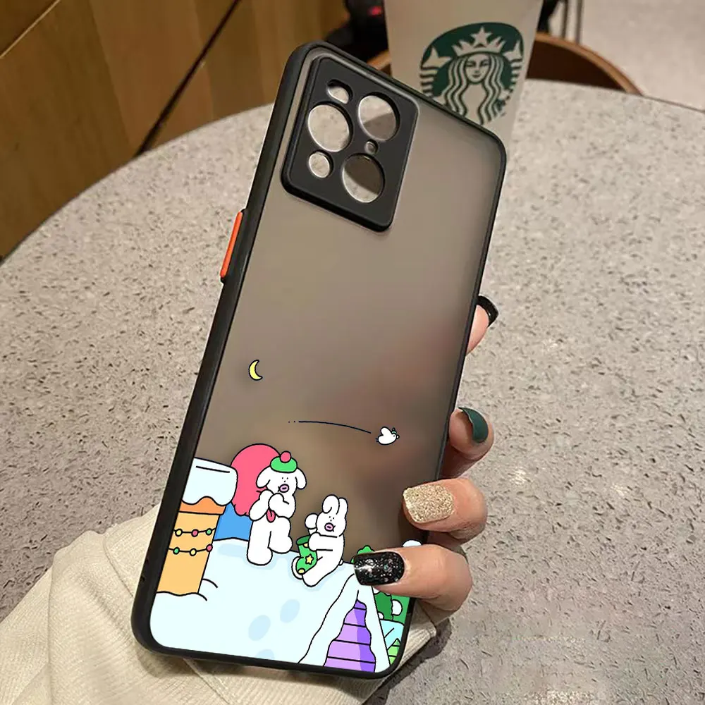 thumbnail image 1 of Funda mate para OPPO Realme 10 9 9I 8 8I 7 7I 6 5 FIND X3 X4 PRO 4G 5G Funda Coque Capa Funda carcasa cerdo blanco conejo dibujos animados, 1 of 5
