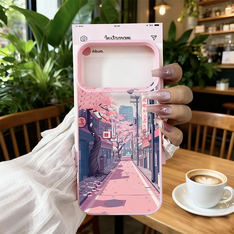 Hand Painted Japan Anime Mountain Landscape Shockproof Clear Phone Case