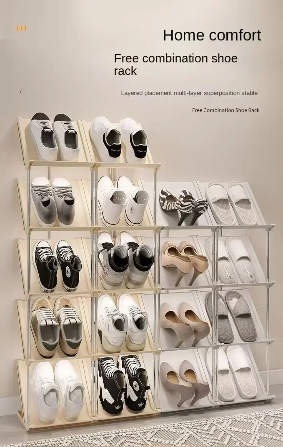 Description Picture 4 of itemFolding Shoe Rack Multi-Layer Corner Free Standing Shoes Rack Home Door Footwear Shelf Metal Shoe Organizer Simple Shoes Cabinet
