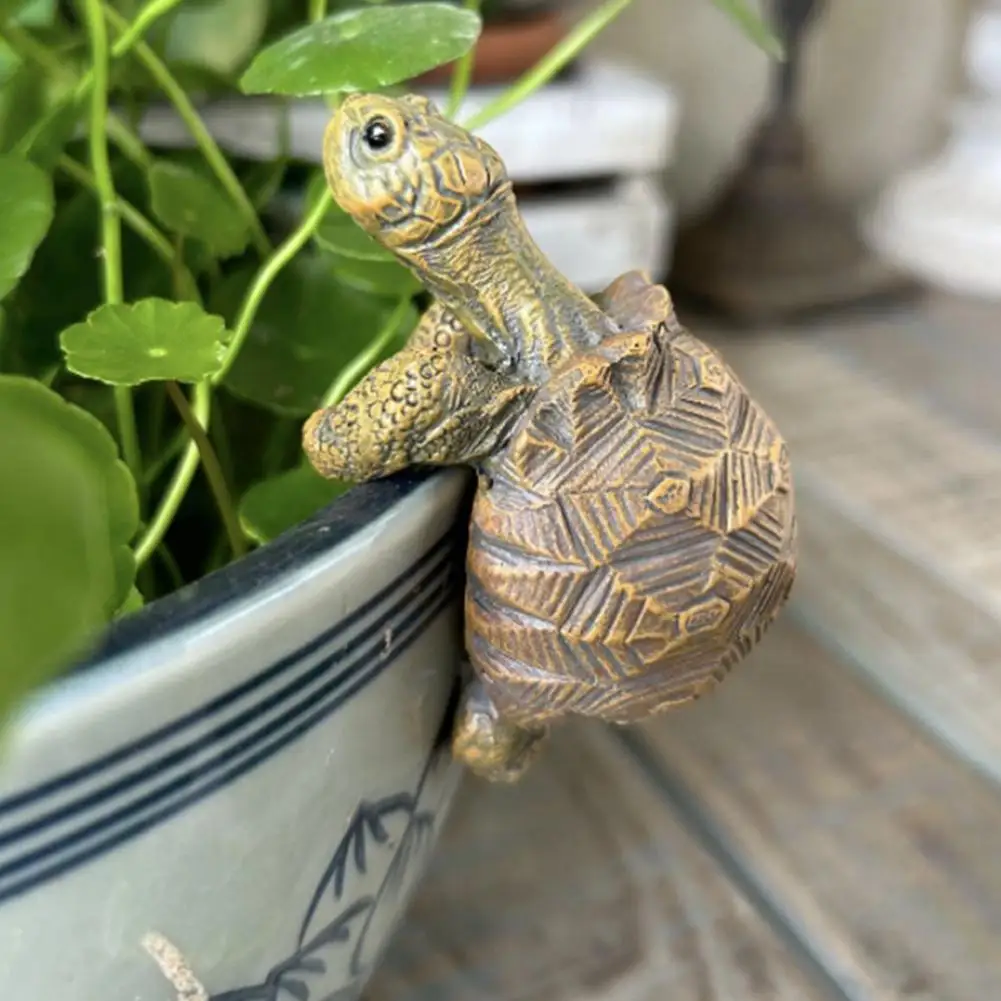 Tortoise Figure Plant Pot Hanger, Resin Hanging Turtle Statue Plant Decorations Cute Turtle Statue Figurines Planter Pot Hangers 2