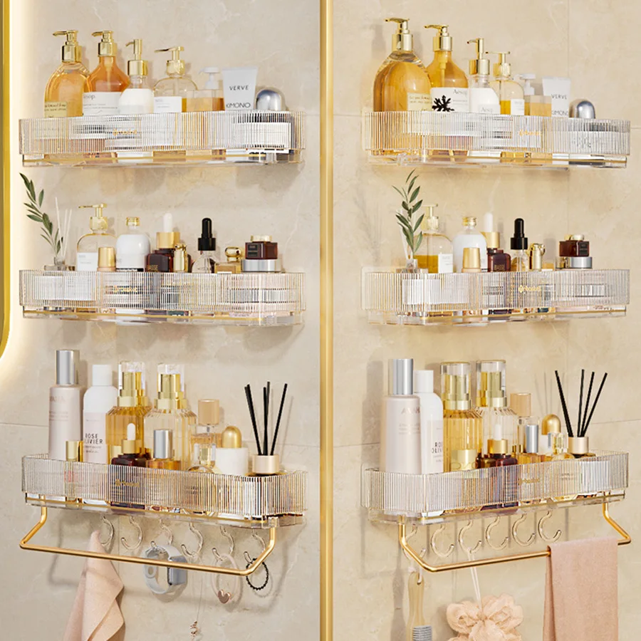 Wall Mounted Bathroom Wall Shelf with Towel Bar and 6 Hooks - Great for Bedroom Decor, Kitchen Storage , Bathroom Storage 5