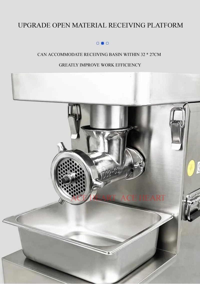 Description Picture 4 of itemCommercial Meat Grinder Electric Sausage Maker Stainless Steel With 2 Grinding Plates Meat Mincer