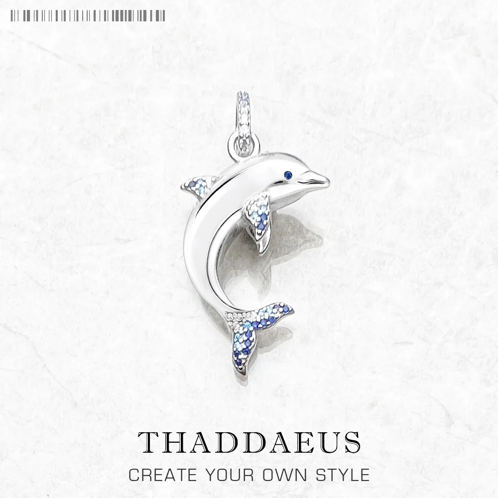 Ciondolo Dolphin Blue Brand 925 Sterling Silver Glam Jewelry 2023 Europe Style Accessorie Soul Lucky Gift For Woman