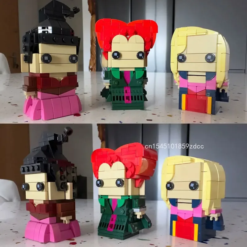 MOC Hocus 포커스드 액션 피규어, Winifred Mary Sarah BrickHeads 빌딩 블록, 영화 마녀 세 자매 벽돌 장난감, 크리스마스 선물