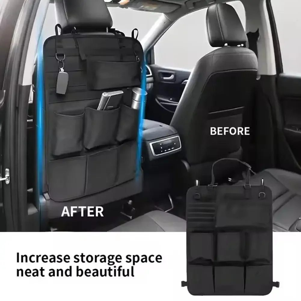 Organizer Universale per Sedile Auto Stile Militare, Borsa Portaoggetti Mimetica con 7 Tasche, Organizer Tattico per Auto, Camion, SUV - immagine 3