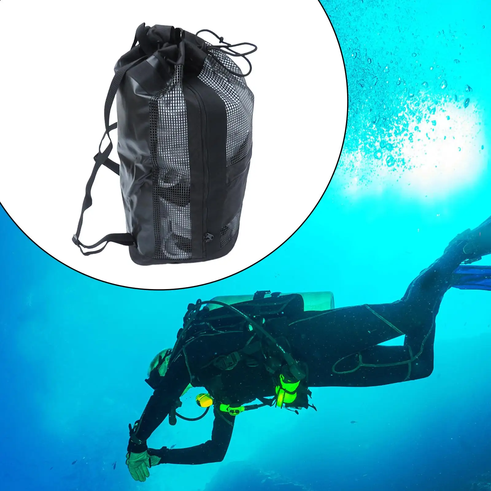 Scuba Diving Bag Holds Mask, Fins, Snorkel, and More Diving Mesh Dry Bag for Beach Scuba Diving Water Sport Gear Snorkeling Gear