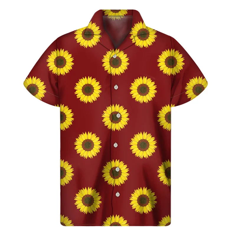 thumbnail image 1 of Camisa hawaiana con estampado 3D de girasoles para hombre, ropa para hombre, camisas hawaianas florales, blusas de manga corta de verano, blusa con botones y solapa de calle, 1 of 5