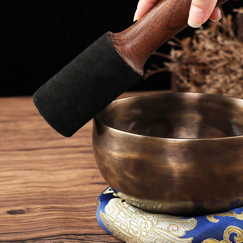 Microphone Cover 12/18cm Tibetan Singing Bowl Leather Stick Handmade Tibetan Buddhist Meditation Mallet