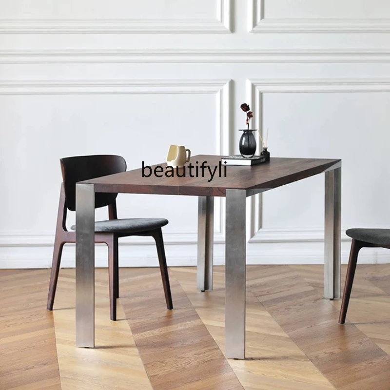 

Nordic Solid Wood Dining Table Rectangular Dining Table Black Walnut Italian Dining Table
