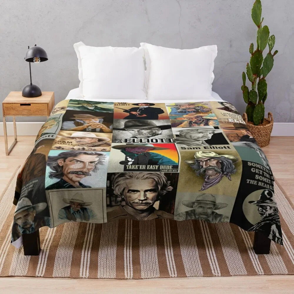 

M Sam Elliott Quilt For Fan Throw Blanket Thin Hair Travel for winter Dorm Room Essentials Blankets