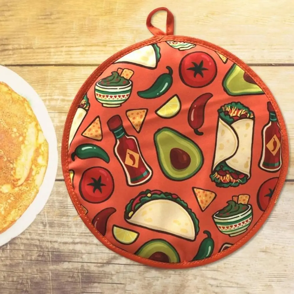 Portable 30cm Tortilla Warmer Pouch Round Heat Resistant Burrito Cloth Bag with Handle Reusable Pancake Thermal Bag Kitchen