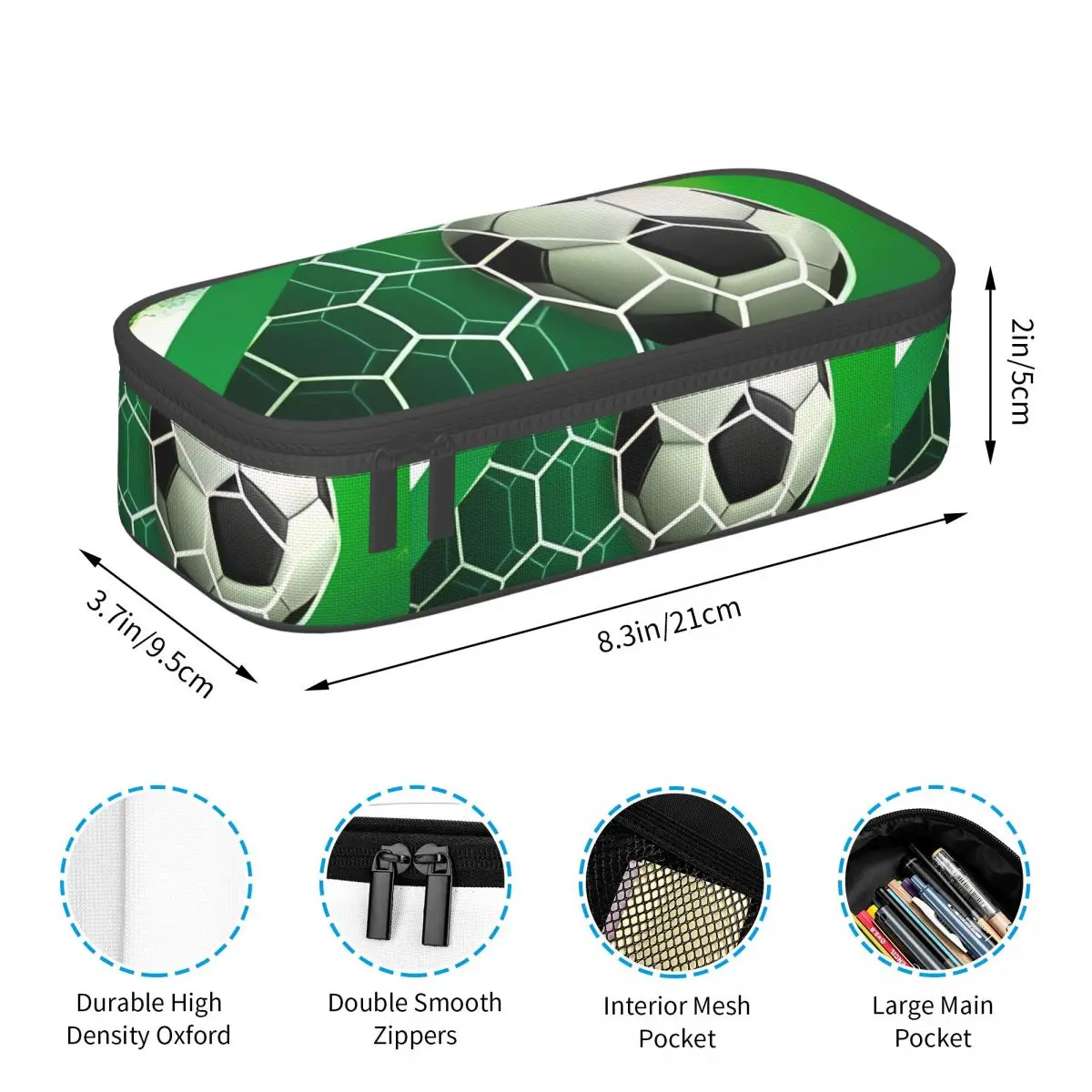Cool Soccerly Footbally Print Pencil Case for Boy Girl Large Capacity Pen Box Bag School Supplies