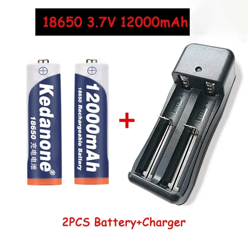 

New 3.7V 18650 rechargeable battery 3.7V 18650 12000mah Li ion battery for flashlight battery + charger