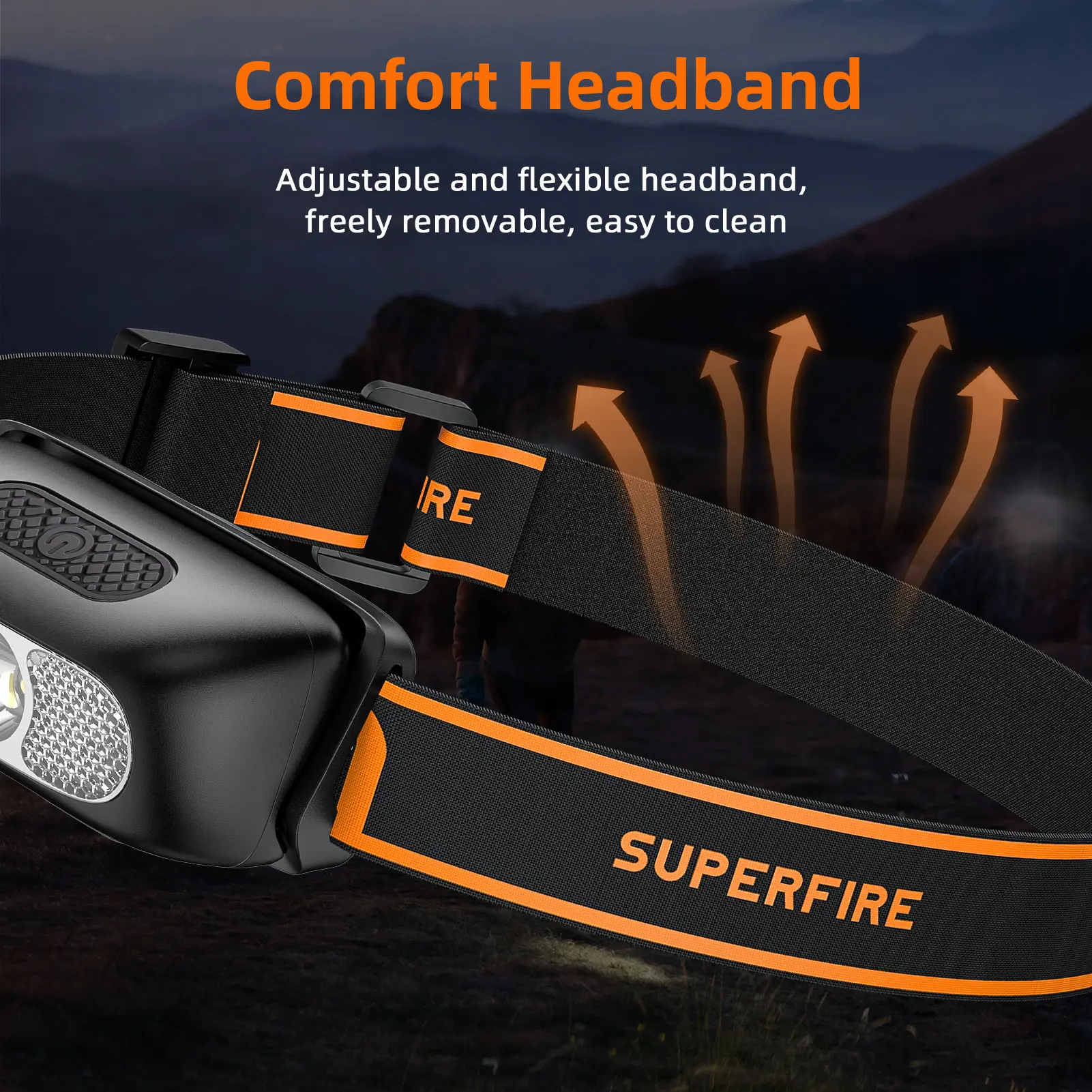 SUPERFIRE mini frontale puissante USB pêche - Capteur mouvement étanche pour pêche travail