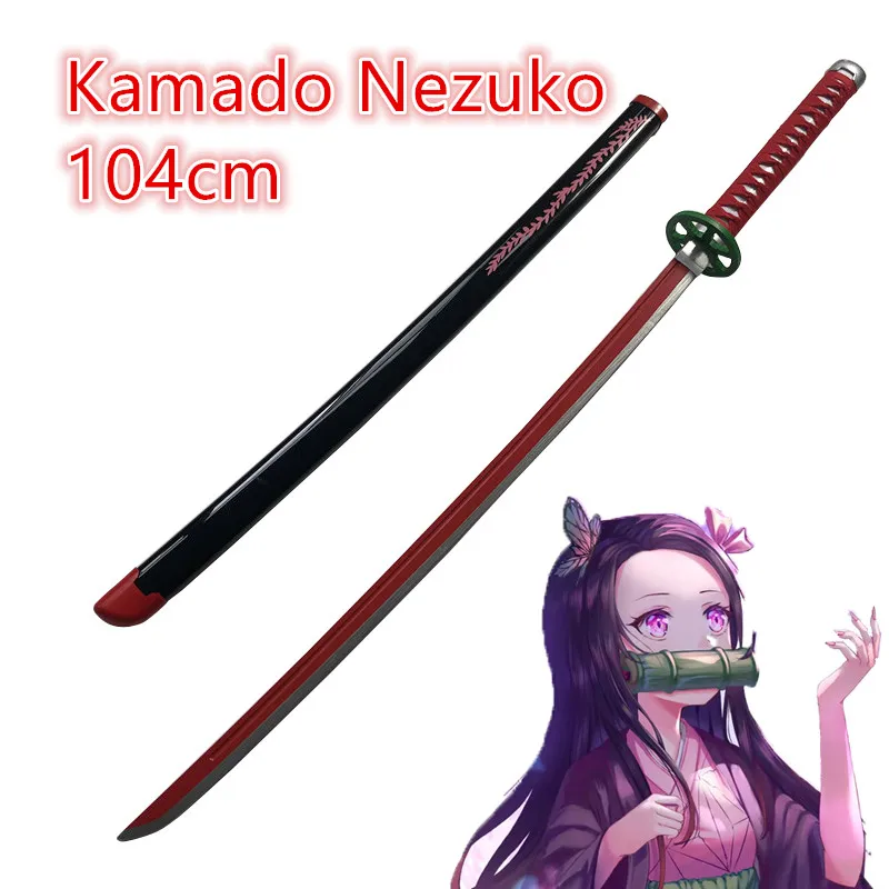 

Kimetsu no Yaiba Sword Weapon Demon Slayer Kamado Nezuko Cosplay Sword 1:1 Anime Ninja Knife wood toy 104cm