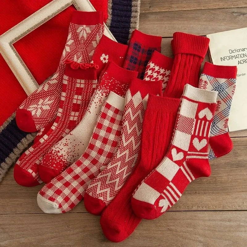 

Носки женские средней длины в клетку, на осень/зиму, 10 шт.