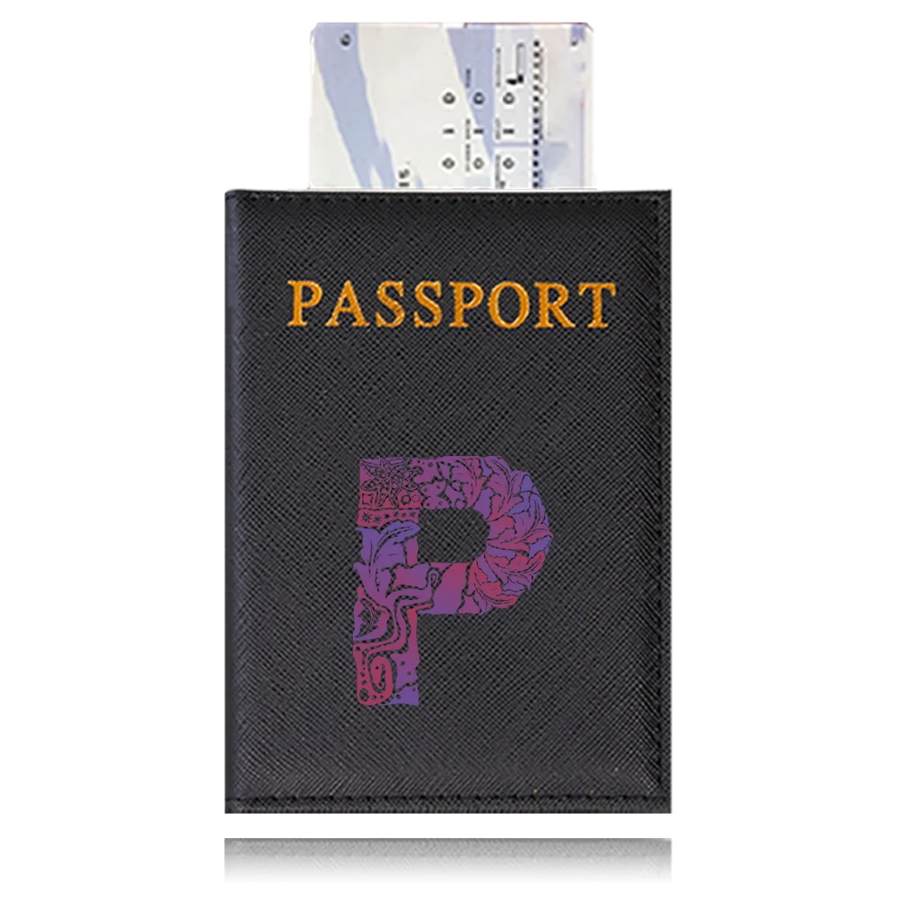 Waterproof Black Leather Passport Holder with Customizable Engraving