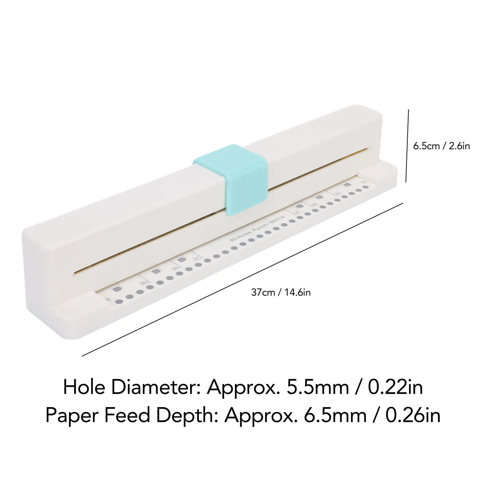 30 Holes Puncher Portable Hand Push Hole Punch for A4 B5 A5 B6 A6 B7 A7 Paper Binders Planners Notebooks