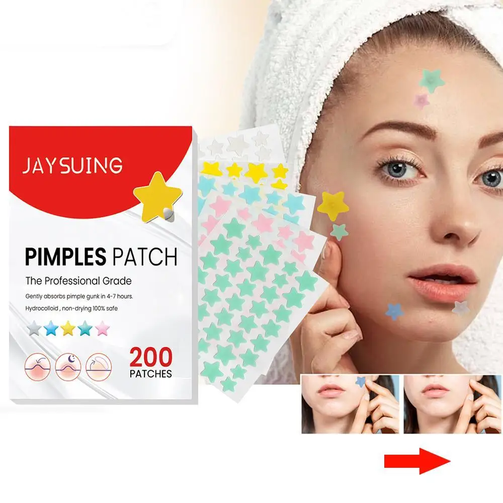 200pcs Star Pimple Patch Acne Colorful Invisible Acne Removal Skin Care Stickers  Face Spot Beauty Makeup Tool