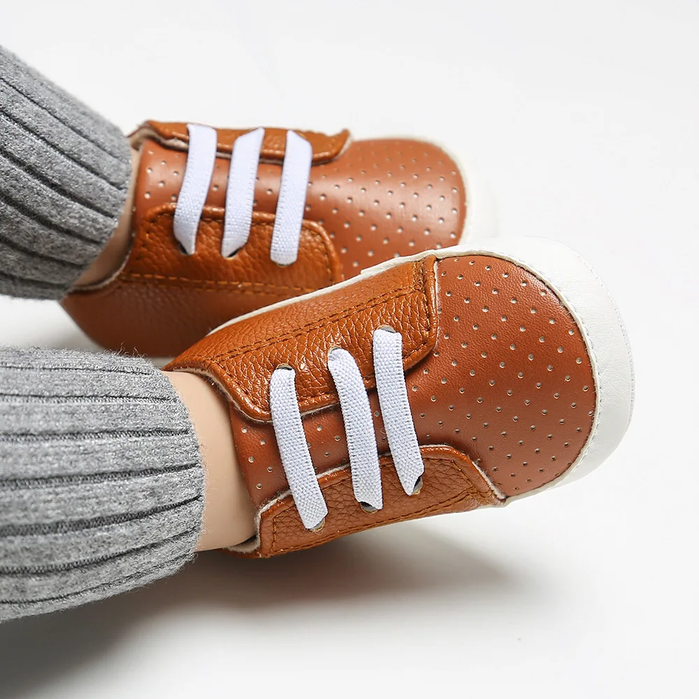 

Casual Toddler First Walker Baby Shoes Boys Sports Soft Sole PU Leather Crib Baby Shoes Sneakers