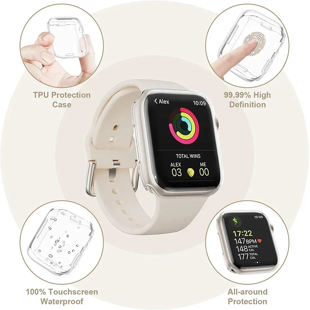 1–5 Stück weiche TPU-Abdeckung, Displayschutzfolie für Apple Watch 11, 10, 9, 8, 45/41 mm, 44 mm, 42 mm, 46 mm, transparentes Gehäuse, IWatch-Serie 7 SE 6 5 – Detail 10