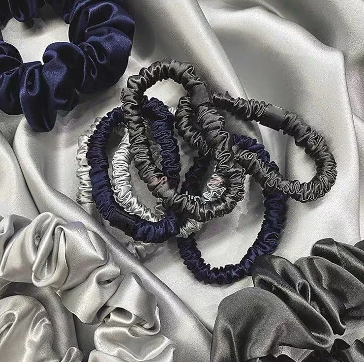 100 % reine Maulbeerseide, Haargummi, handgefertigte Haarbänder, Damen- und Mädchen-Haar-Accessoires, reine Farbe, natürliche Haarspangen, 2 cm – Detail 8