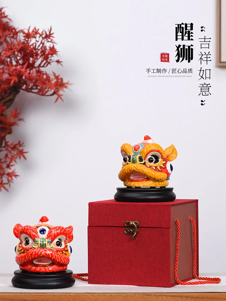

Lion Awakening Ornaments, National Chao Lion Dance, Ceramic Handicrafts, Living Room Wine Cabinet Ornaments, Home Furnishings