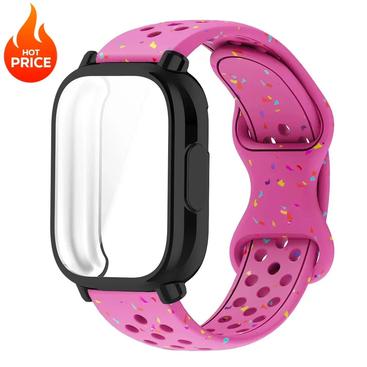 Enhanced Silicone Strap and TPU Protector Case for Full-Screen Coverage - Breathable Sports Band Design