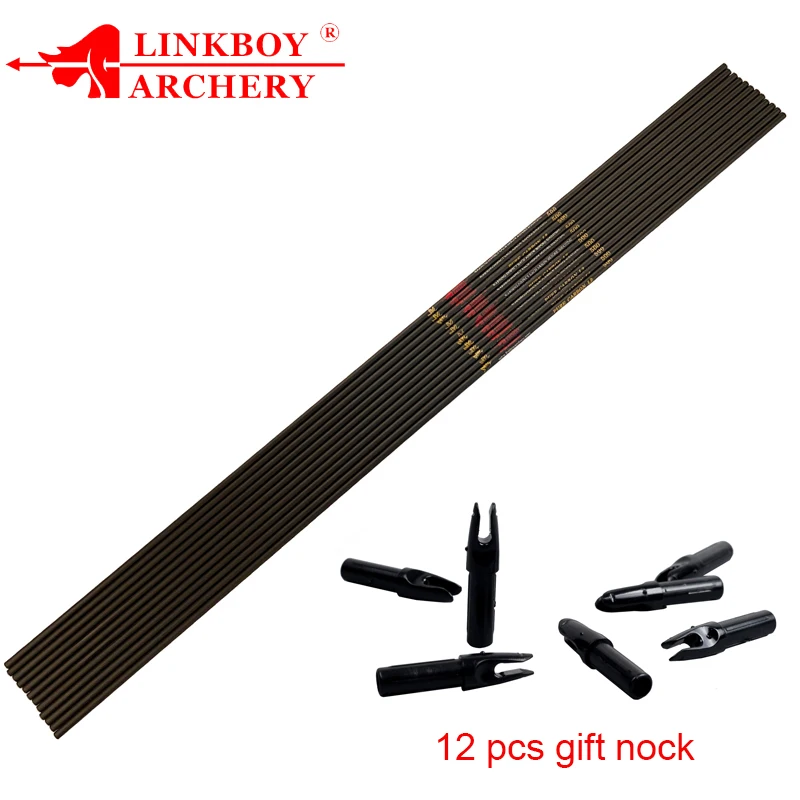12pcs Linkboy Archery Carbon Arrow Shaft ID6.2mm Spine300 800 for