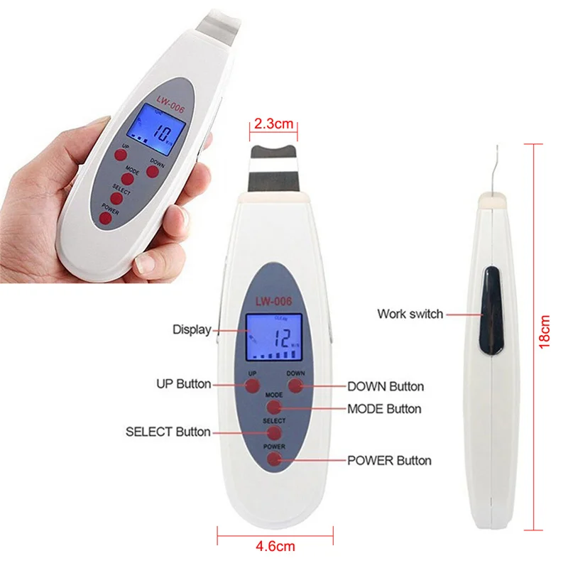 Ultrasonic Skin Scrubber Deep Face Cleaning Machine RemoveFacial Massager Ultrasound Peeling Clean Tone Lift