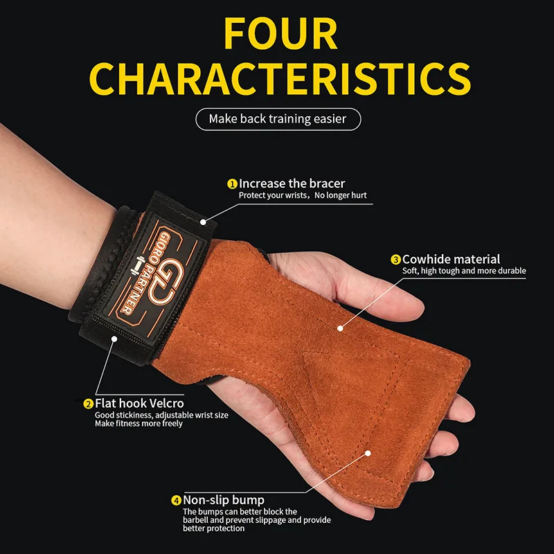 

Cow Leather Palm Protector Fitness Palm Protector Anti Slip and Wear-resistant Wrist Protector Hard Pull Grip Strap