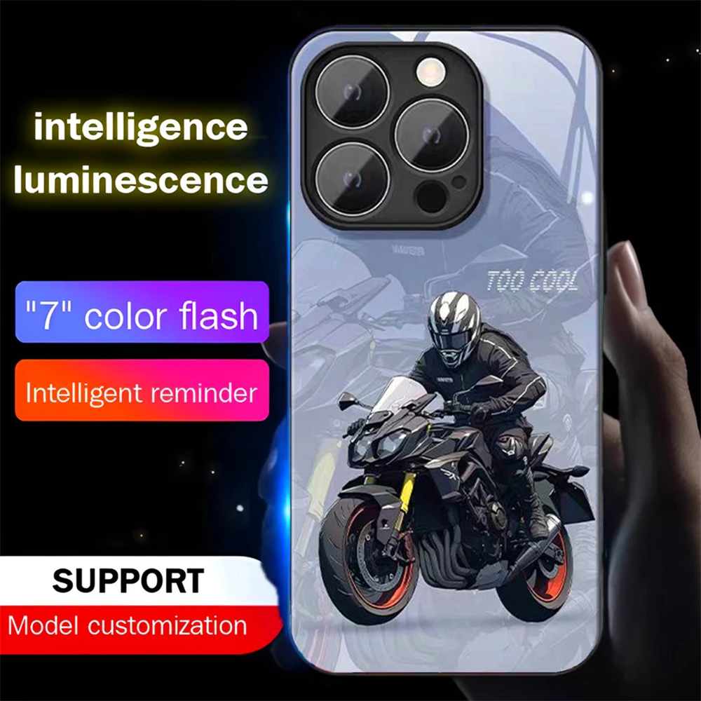 Beliebte Motorrad Junge Led Licht Telefon Fall Anruf Flash Glitter Abdeckung Für Samsung S25 S24 S23 S22 S21 S20 FE plus Ultra A16 A15 – Detail 14